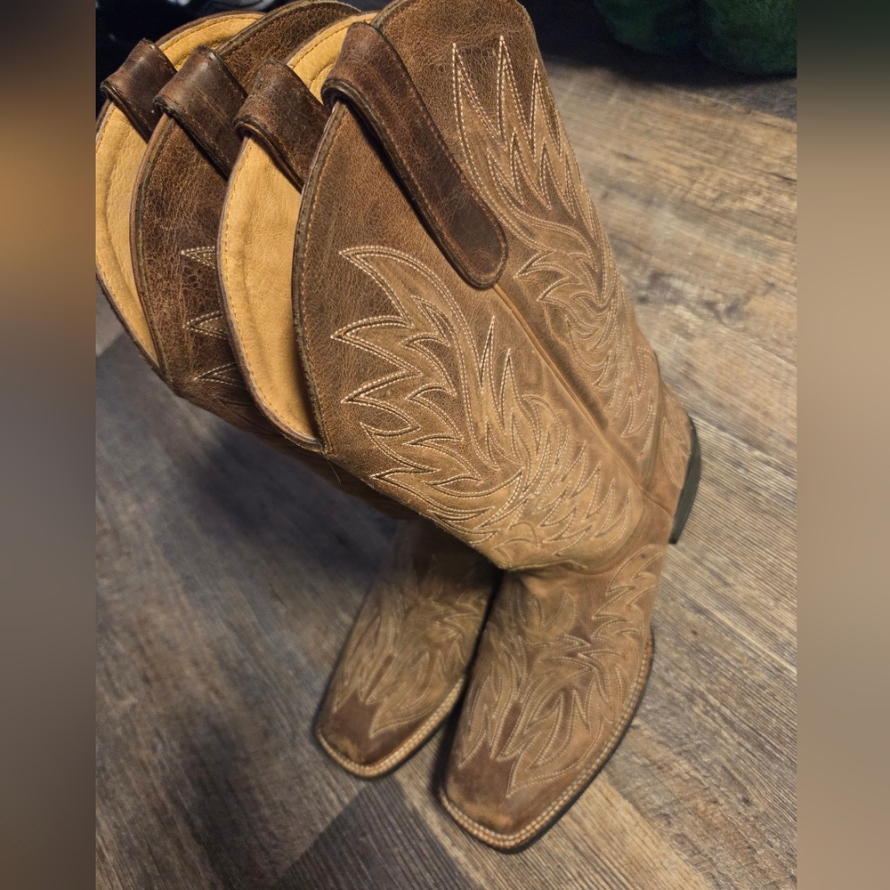 Old Gringo Square Toe 10 B Women's Tan Leather Boots Cowboy